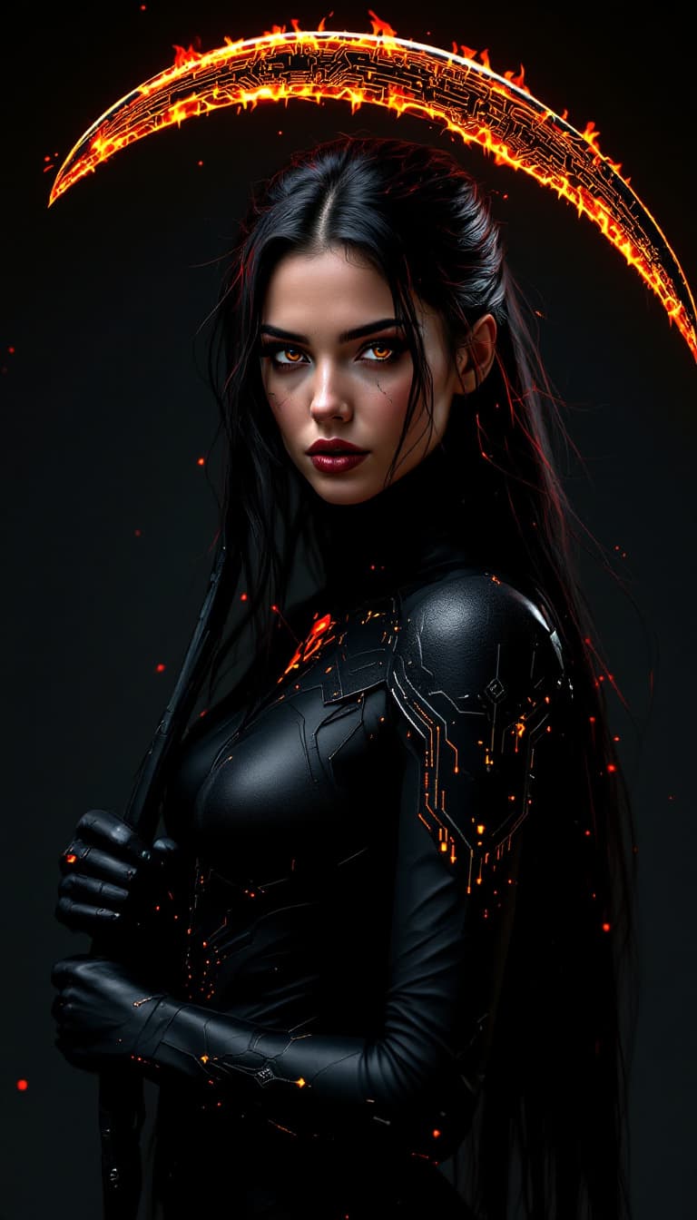 AI generated: An ultra-realistic, full-body static portrait of a mesmerizing ruby rogue woman, radiating power and...