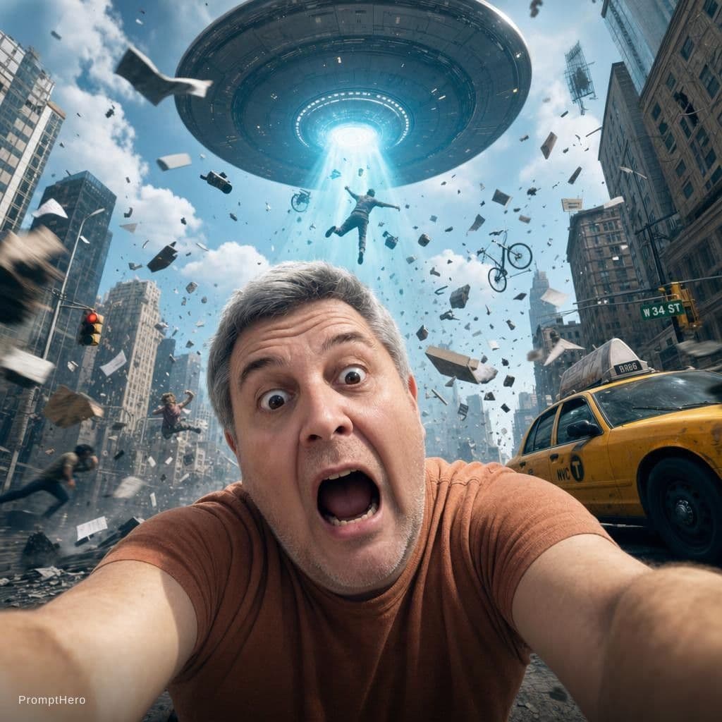 AI generated: {
  "scene": {
    "type": "urban sci-fi chaos",
    "setting": {
      "location": "city street...