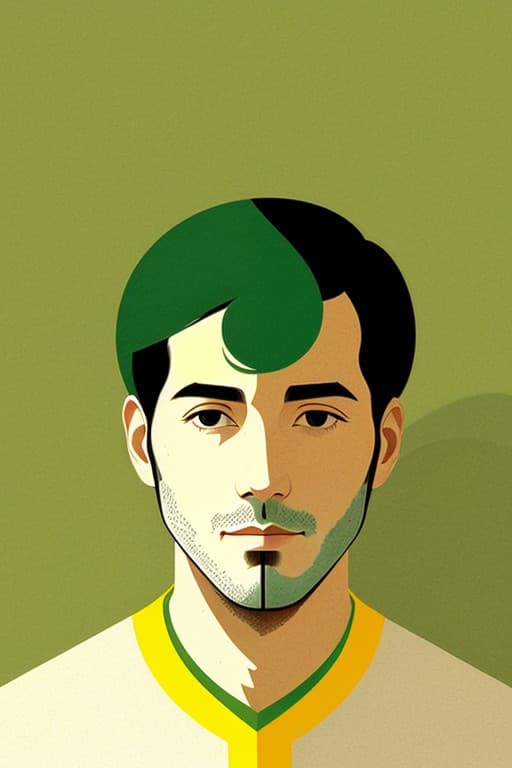 AI generated: illustration portrait of male Architect (style of Alessandro Gottardo), green and yellow