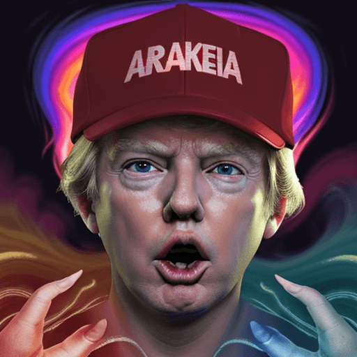 AI generated: donald trump  on a psychedelic trip with an open mouth and glowing eyes, with the make america great...