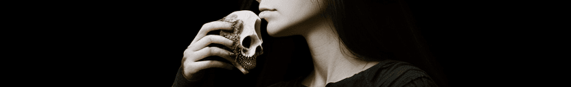 AI generated: A Woman is holding a Deer Skull in front of her face.Dark and spectral mood.