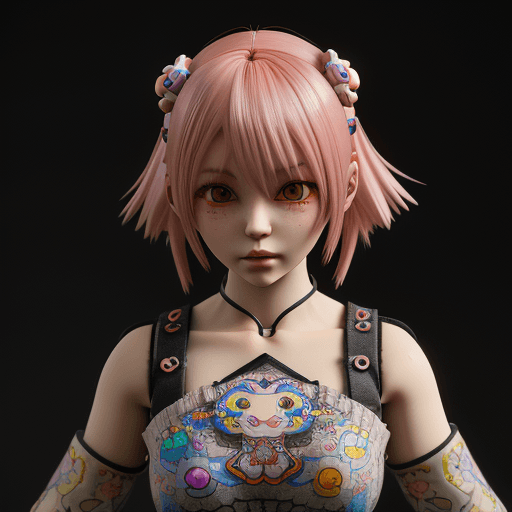 AI generated: anime doll wearing designed by Takashi Murakami, colorful, intricate detail texture, 3d render, unre...