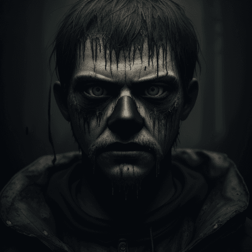 AI generated: Portrait of man, mask on face, creepy, dark, highly detailed, rendered with octane, damp, dense atmo...