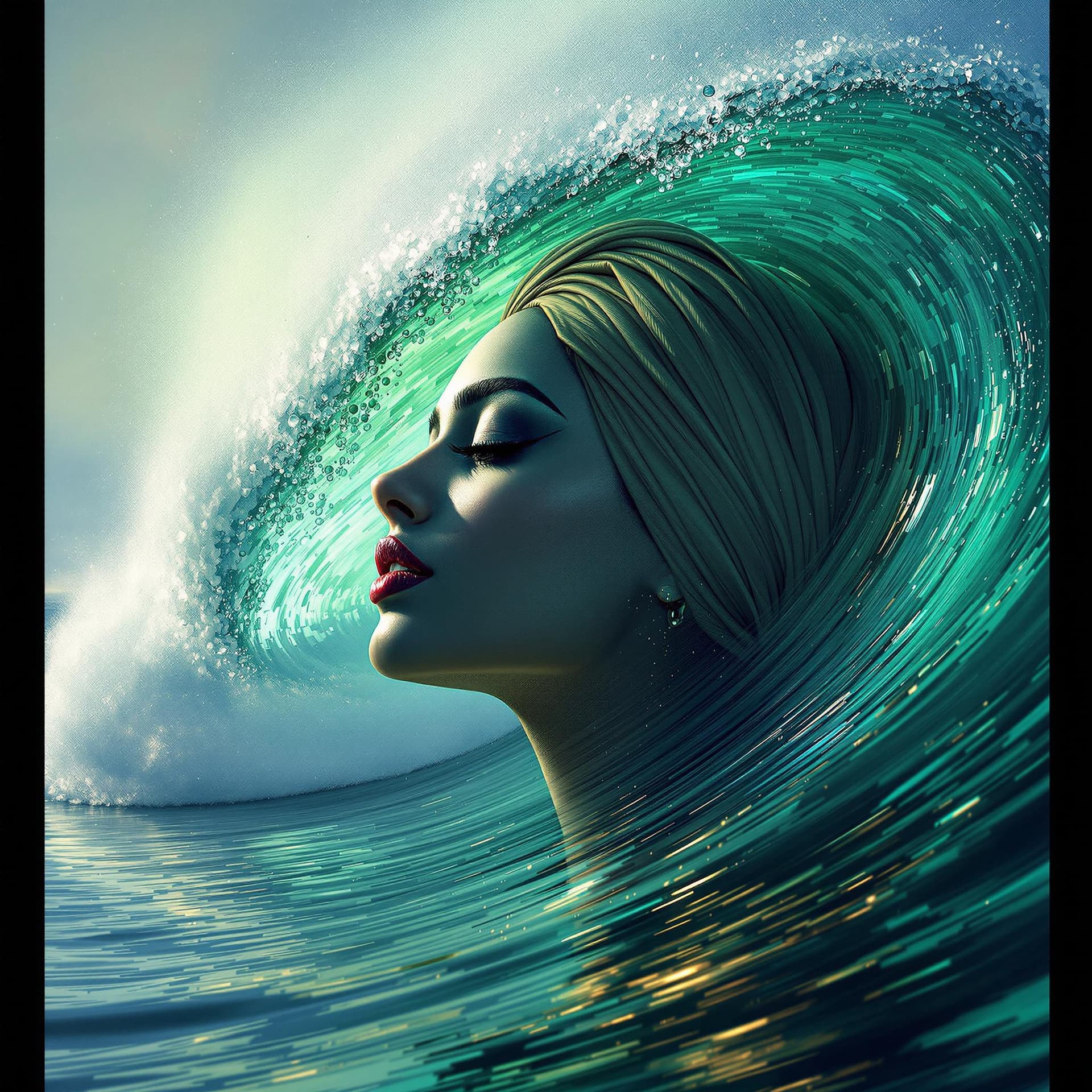 AI generated: An image of a digital art piece where a Indian woman's profile is harmoniously blended with a powerf...