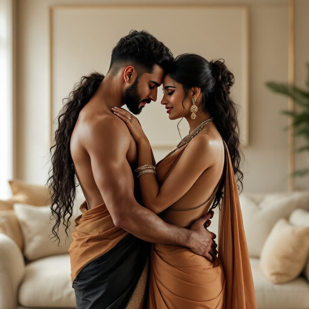 AI generated: full body view  of most beautiful european couple as most beautiful indian couple, most beautiful gi...
