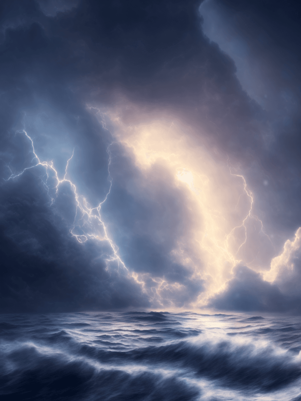 AI generated: An illustration of a cinematic marvel scene, void water planet, dark, slight lighting coming from sk...