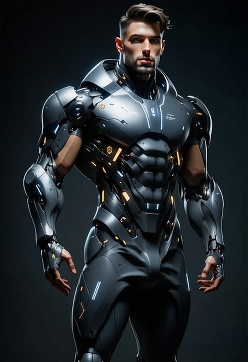 AI generated: Create a new image of the reference character. This AI male character operative, Aetheron (Tank). Ch...