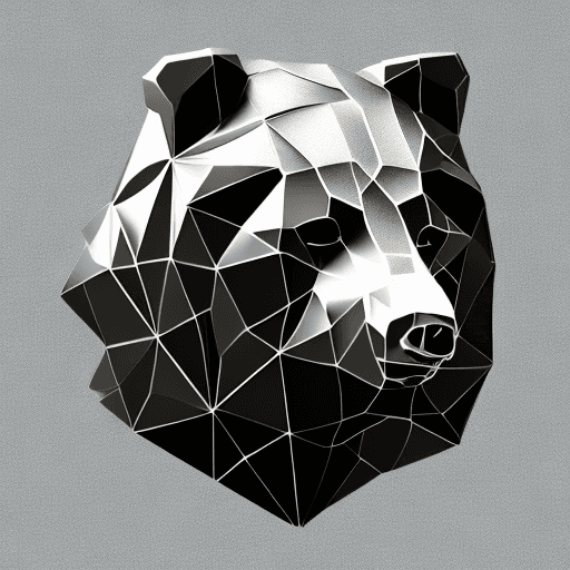 AI generated: polygonal vector steel structure bear, side view, head up, bear walking