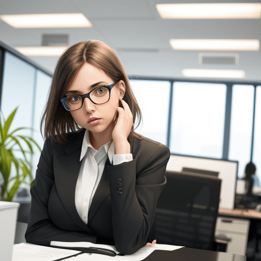 AI generated: girl in the office hyperialism 