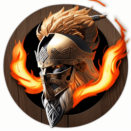 AI generated: Create a unique streaming channel logo by blending a Viking helmet, symbolizing fire, life, and free...