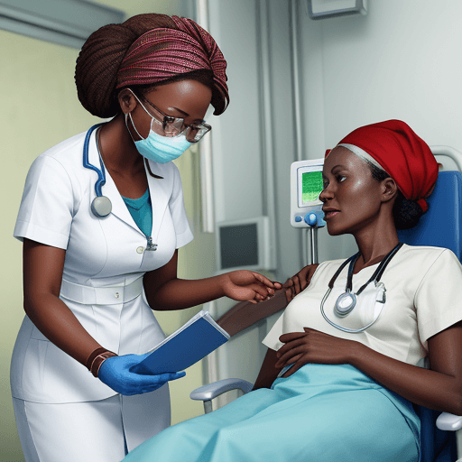 AI generated: Realistic photo of an african nurse treating a patient in a modern hospital
