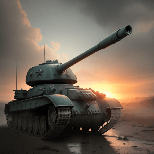AI generated: Photo of a ultra realistic world war two tank, dramatic light, pale sunrise, cinematic lighting, bat...