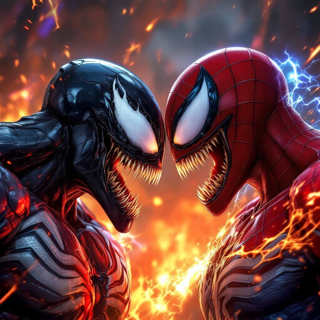 AI generated: Darse la vuelta 
Spider-Man vs Venom on Arena