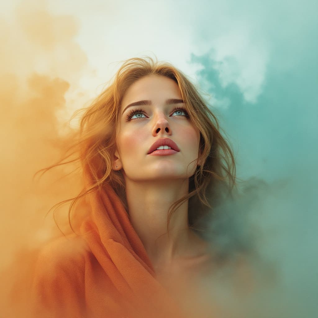 AI generated: Photorealistic watercolor painting, a single Biblical woman, gentle features, warm terracotta and co...