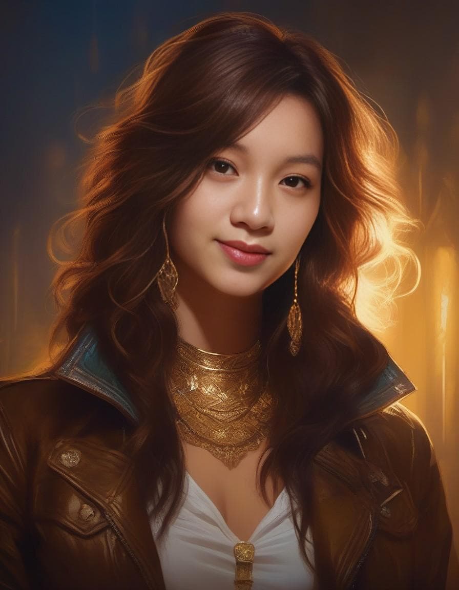 AI generated: Stunning color sketch candid portrait illustration of a beautiful part-German bad-girl with long tou...