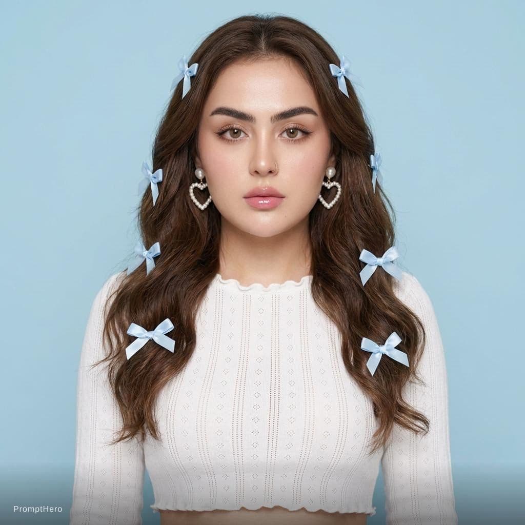 AI generated: "A hyper-realistic, high-fashion studio portrait of a beautiful young woman with soft features and l...