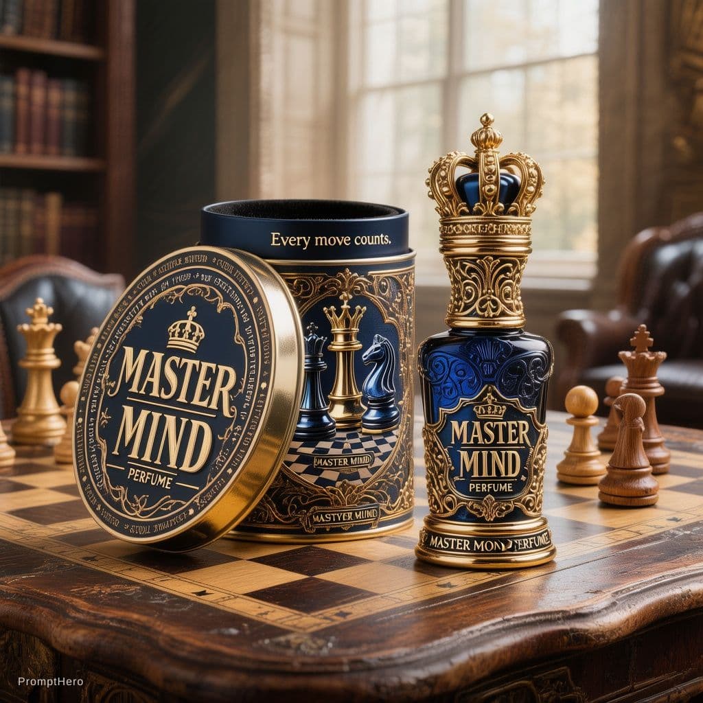 AI generated: A detailed photographic product-shot perspective image, featuring an ornate, dark blue and gold embo...