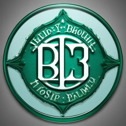 AI generated: a round 3d company glass logo in green, with blue melted bold letters G and P inside, style Harry Po...