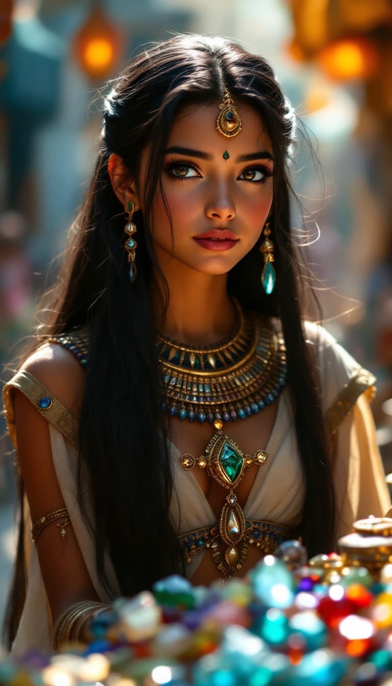 AI generated: a professional photo of a seven year Egyptian princess, (futuristic),(masterpiece), (realistic), (pe...