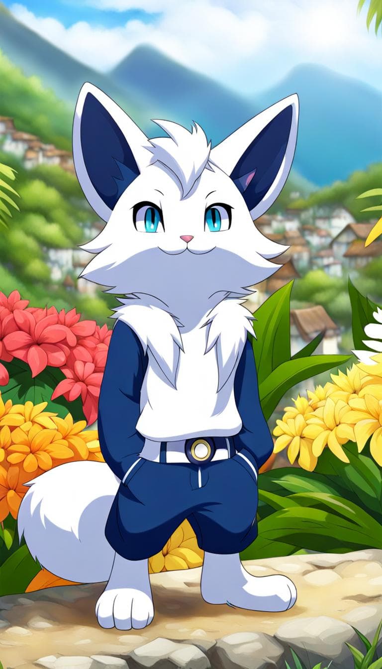 AI generated: anthro, (furry, anthro:1.2) (detailed fluffy fur), solo, male,,Meowstic , cute, ,Pokémon, , {Safe fo...