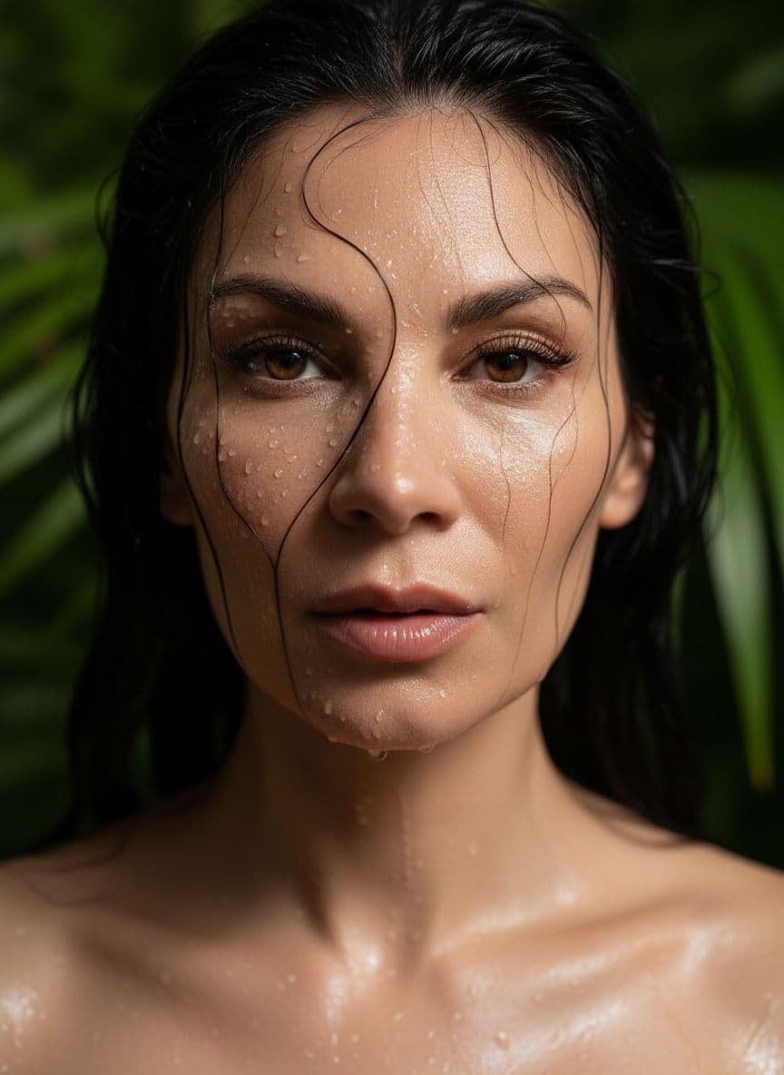 AI generated: {
  "subject": {
    "type": "female model",
    "expression": " bold lips",
    "eyes": {
    ...