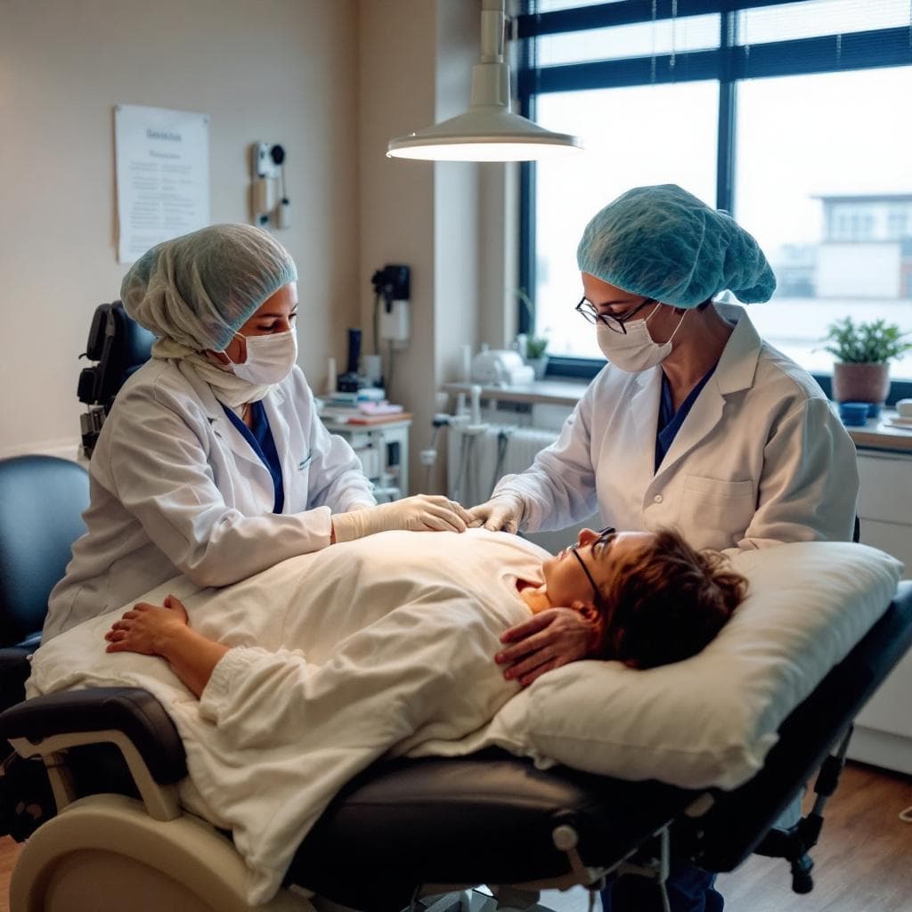 AI generated:  medicos en una practica de ecografia que incluya pacientes