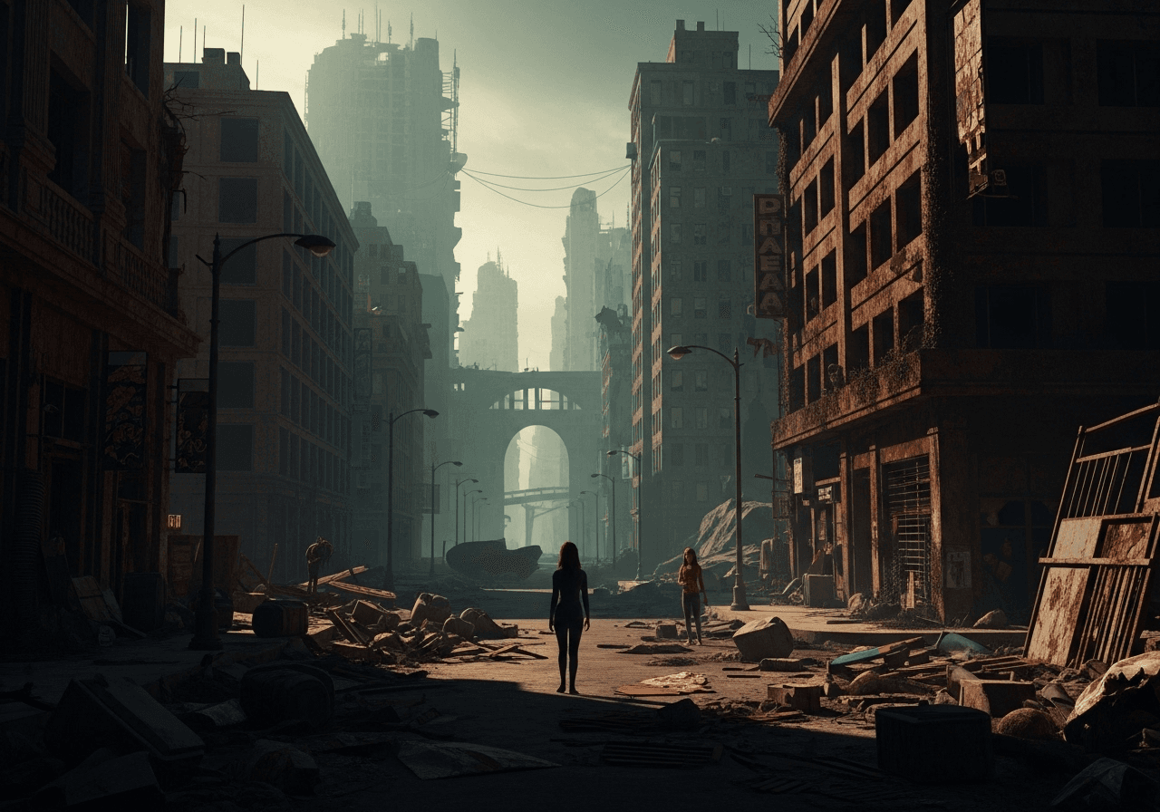 AI generated: /artprompt Sci-fi, (dystopian city imagery:1.7), unsettling, macabre, haunting, (cinematic shot:1.2)...