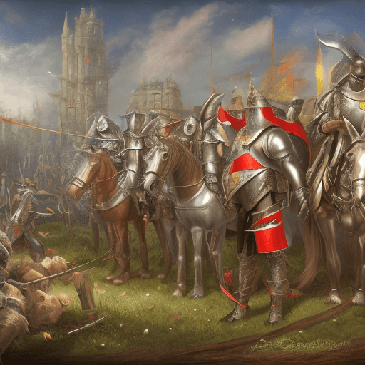 AI generated: hyperrealistic knight monkey during war in the middle age, he is sittin, in the background horses an...