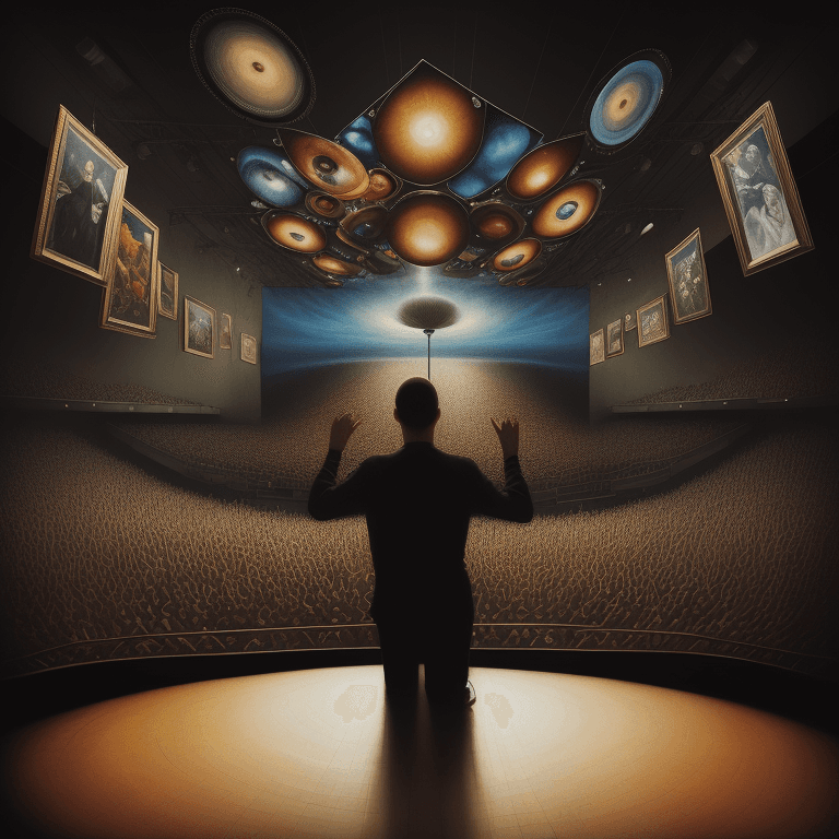 AI generated: music Album cover picture, surreal art oil picture, sound,  concert