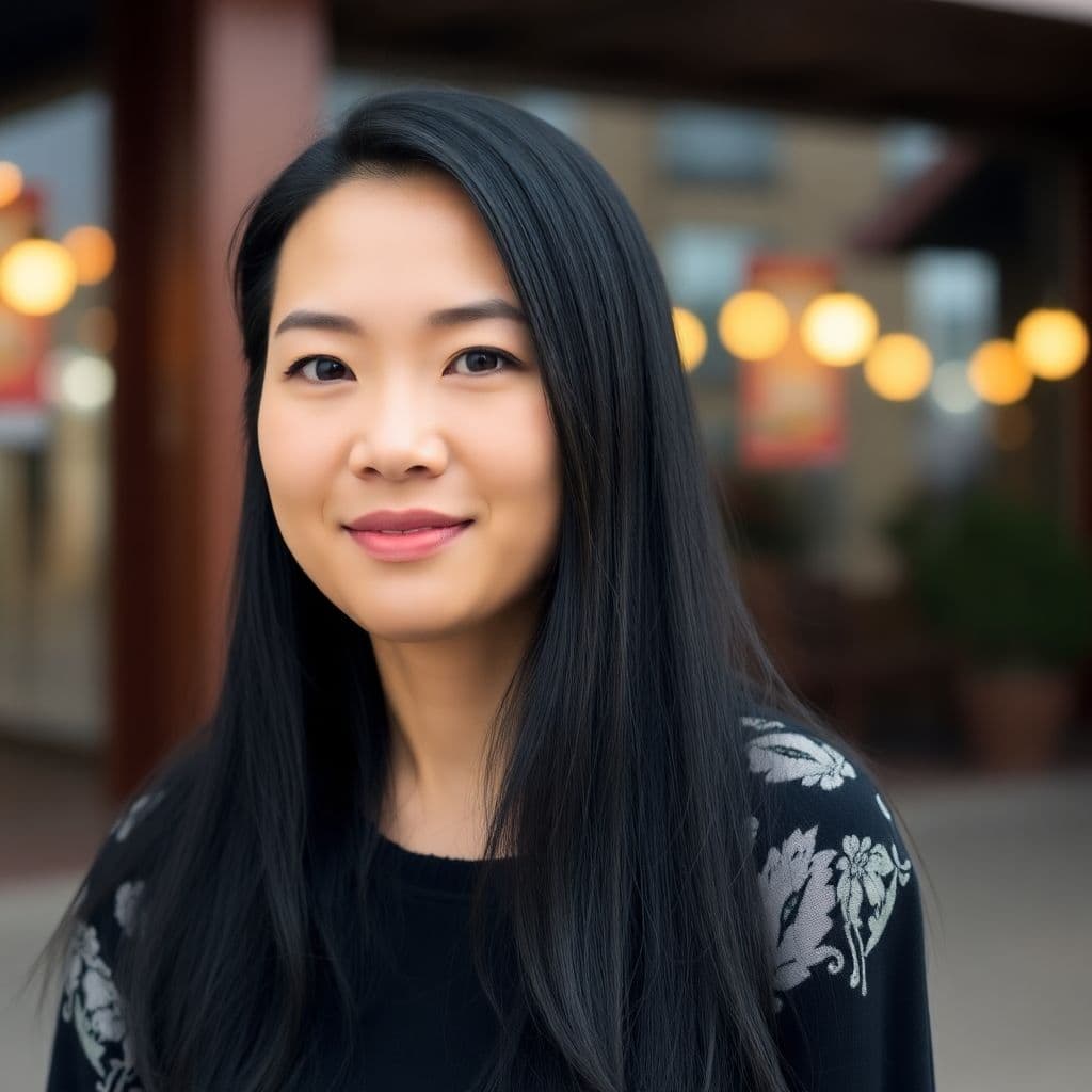 AI generated: 48 year old, Female, Chinese, 5'3" 185 lbs., very long black hair,