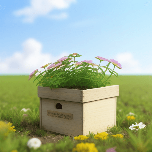 AI generated: a tiny plant box of flowers surrounded by nothing but sky