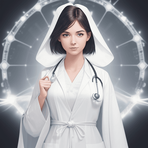 AI generated: The girl is a doctor in a high-quality photo. She stands tall, slightly turned, radiating an aura of...