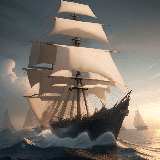 AI generated: Photo of a ultra realistic sailing ship, dramatic light, pale sunrise, cinematic lighting, battered,...