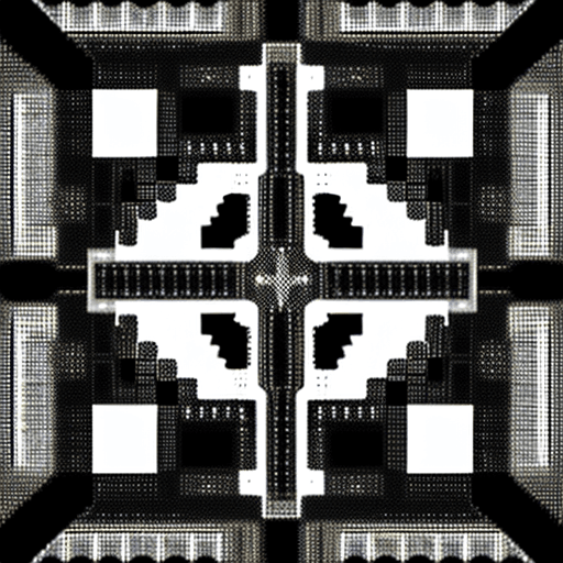 AI generated: an asymmetry abstract image of the relationship between city and future technology in pixel art styl...