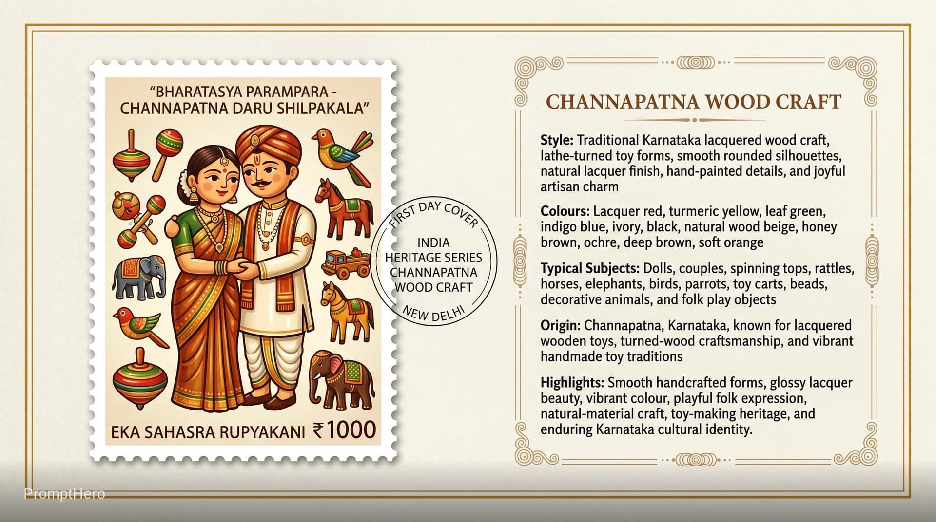AI generated: Create a 16:9, 4K premium commemorative First Day Cover envelope inspired by India Post heritage des...
