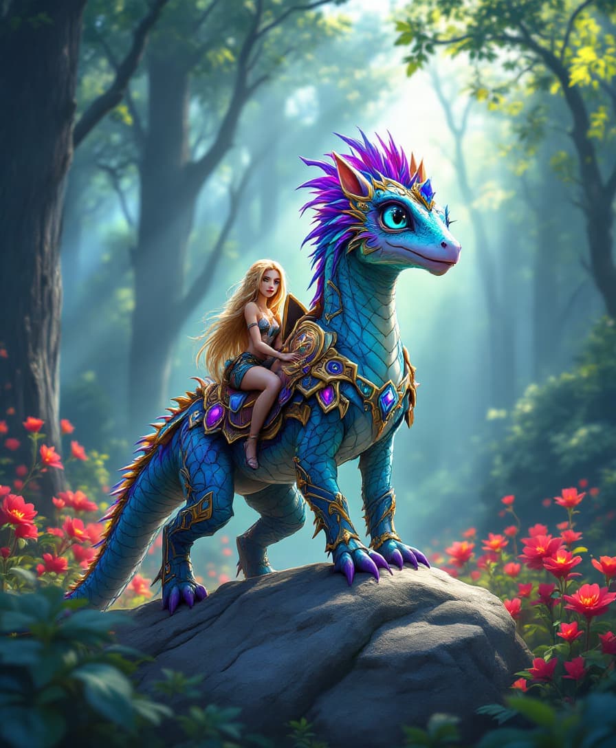 AI generated: Image is a comic  anime cartoon, vibrant digital artwork featuring a fantastical  Bi-pedal Unicorn c...