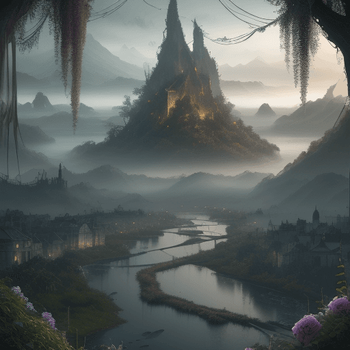AI generated: hyper realistic high detail raytracing octane render. Foggy Sea of Darkness. Darkly beautiful. Marsh...