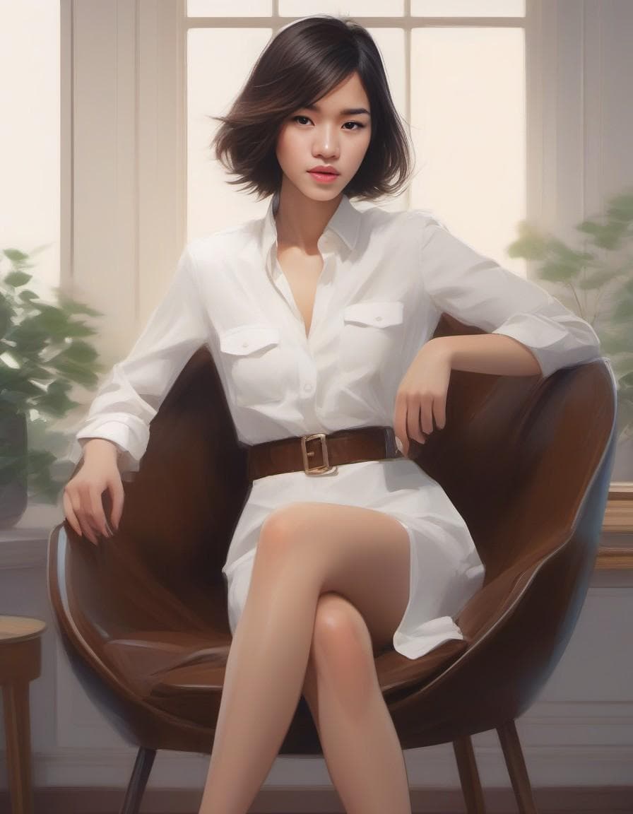 AI generated: a ultradetailed beautiful panting of a stylish woman sitting on a chair, by conrad roset, greg rutko...