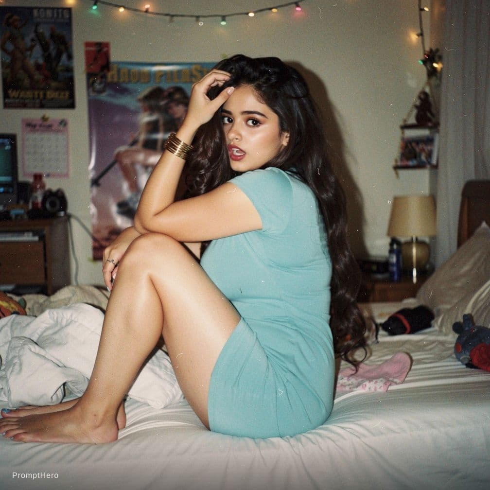 AI generated: raw tumblr side view photo what would go very viral in 2012 of a young woman in her room in an edgy ...
