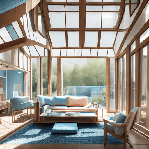 AI generated: High resolution photography interior design, dreamy sunken living room conversation pit, wooden floo...