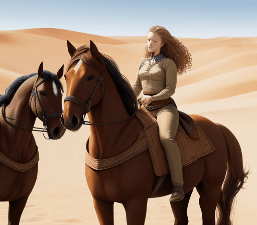AI generated: Two horses in Morocco.
Riding On the first horse: Macgyver from the tv show. Riding On the second ho...