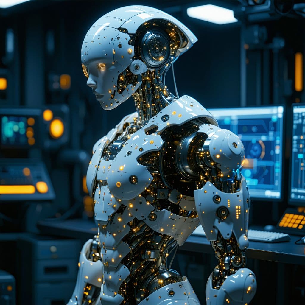 AI generated: an ultra-detailed robotic humanoid, designed as the physical embodiment of GPT-5, hyperrealistic and...