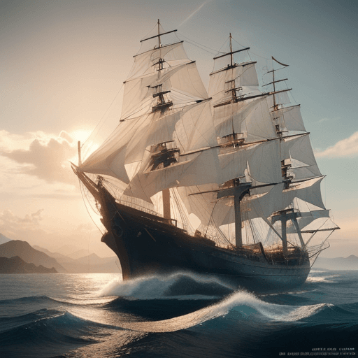 AI generated: Photo of a ultra realistic sailing ship, dramatic light, pale sunrise, cinematic lighting, battered,...
