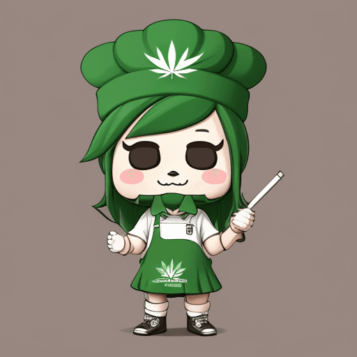 AI generated: Design an adorable, 
 chibbi cannabis_item mascot to represent a cannabis club, featuring the mascot...
