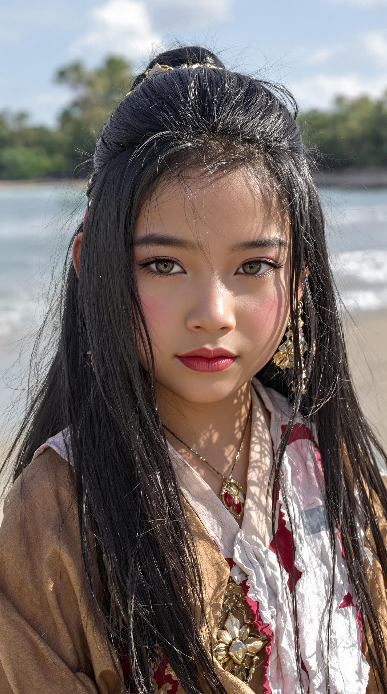 AI generated: a professional photo of a exceptionally beautiful in the world, Filipinos warrior  (age 7), (seven y...