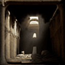 AI generated: (masterpiece Illustration, best quality:1.2) A ruined Sumerian Temple, hidden in a canyon wall , deb...