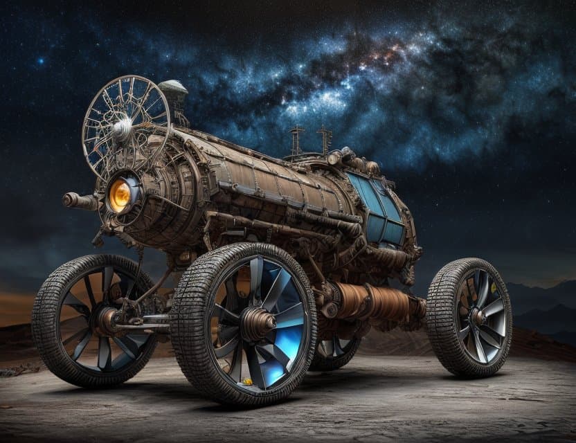 AI generated: ((best quality)), ((masterpiece)), ((realistic)), (detailed), Nebula Lander, Solar Panels, Wraparoun...