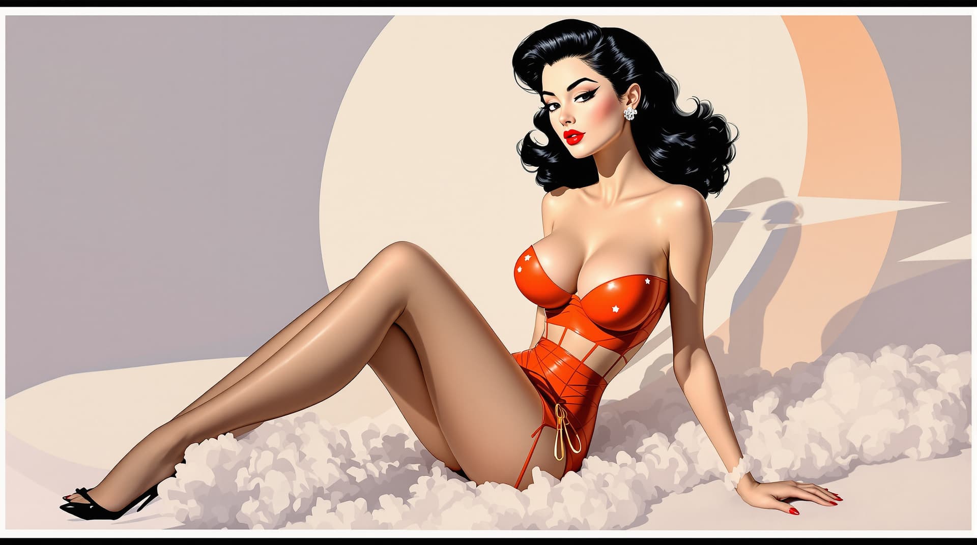 AI generated: Dan DeCarlo + Harry Lucey + Ambiance Americana des années 1950, où les lignes courbes épurées de DeC...