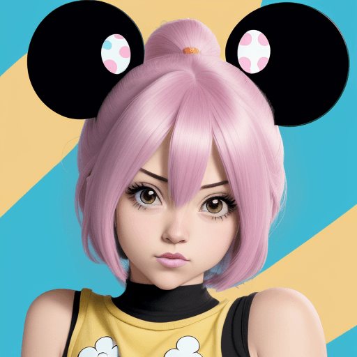AI generated: chica anime con pelo y con cara mickey mouse