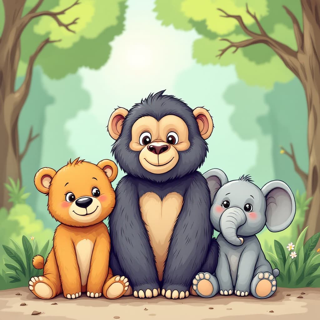 AI generated: A cute, cartoon-style bear designed for a children's coloring book. The bear has a friendly, happy e...